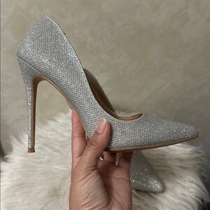 Bella Marie Silver Glitter Heels